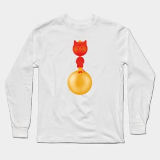 Japanese cat on golden sphere - version 2 Long Sleeve T-Shirt